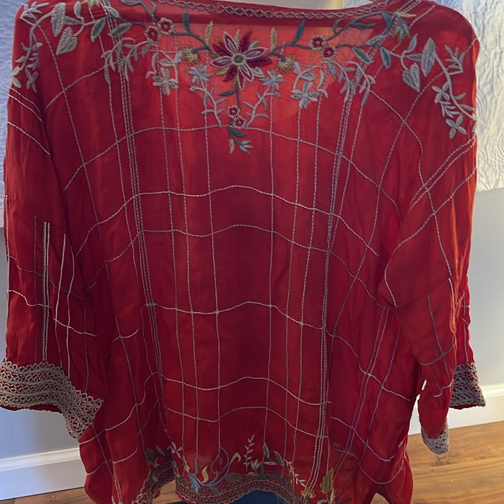 Johnny Was Embroidered Red Women's Top - Picture 11 of 11